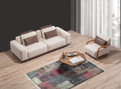 Beige living room sofa set exclusive r 2-seater textile armchair Upholstery Furniture